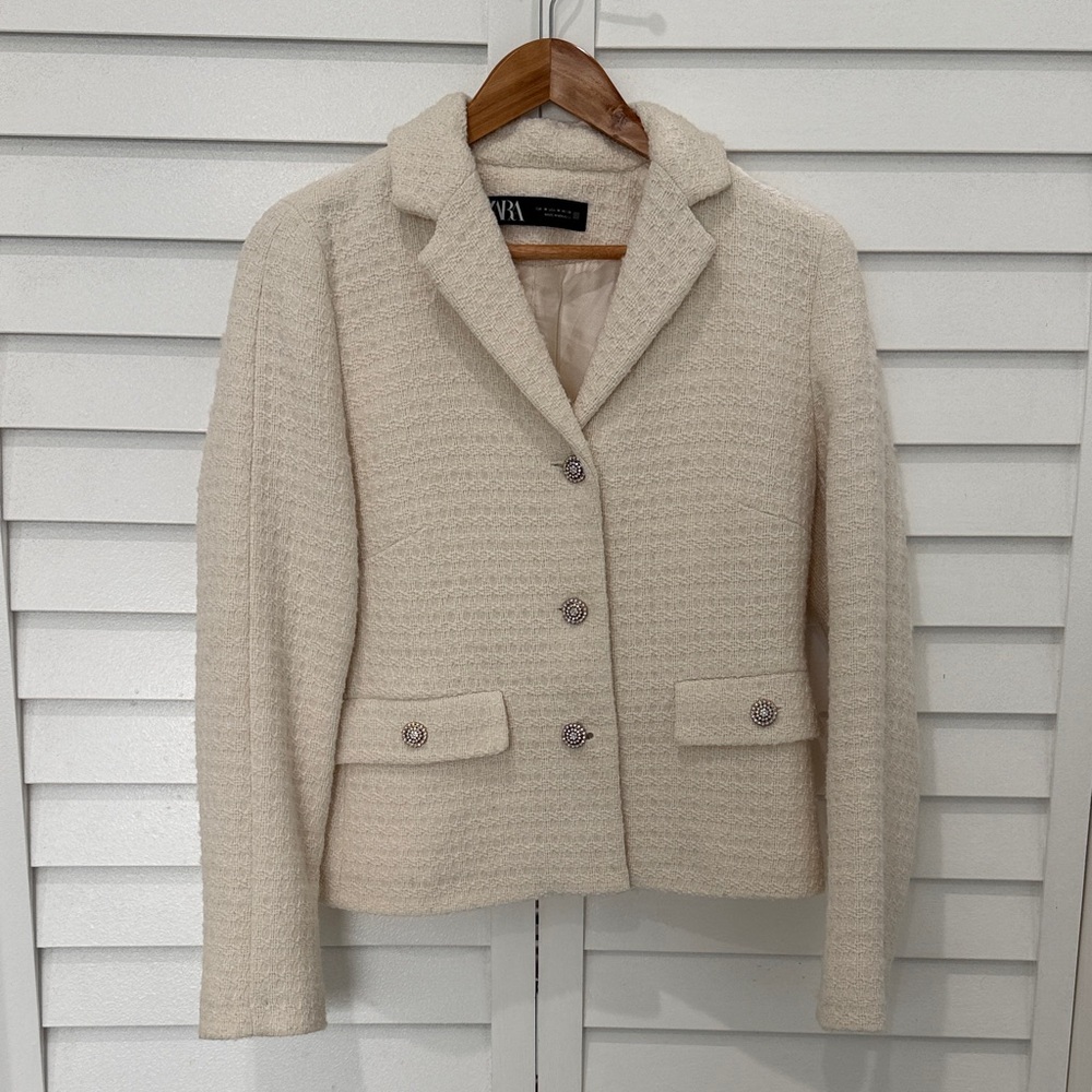 Zara Textured Cream Blazer